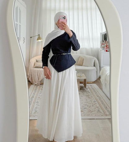 ✨ Ensemble Haut Ceinturé & Jupe Longue Élégance Intemporelle